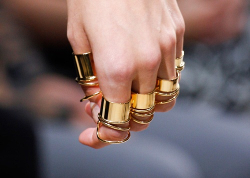 gold Balenciaga rings